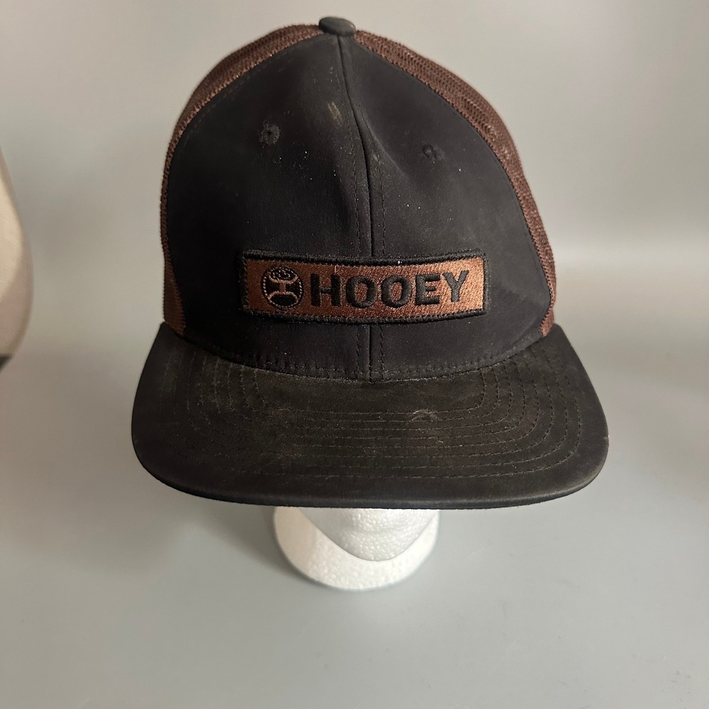 Hooey Trucker Hat Black Brown Mesh Back Adjustable Western Logo Cap